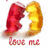 A pixelated icon shows two cartoonish figures in a kiss, one red and one yellow, with stylized text below.