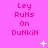 Pixelated pink background with repeated text "Ley RuNs On DuNkiH" and scattered white star-like shapes in a