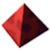 Static pixelated diamond-shaped icon with red and dark brown color division, visible anti-aliasing edges, and no text or additional elements.