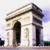 Pixelated image of a classical building facade with columns and a triangular pediment under a light sky.