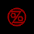 A 5x5 grid of red circular icons on black background, each containing a unique abstract geometric pattern with interlocking lines and shapes.