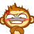 Two identical pixelated monkey faces with brown fur, red marks on forehead, and pink cheeks, side-by-side with open mouths and squinted eyes.