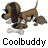 Animated contact sheet of a cartoon dog mascot with red collar, bone prop, and dirt pile across 8 frames showing walking motion.