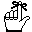Two pixelated hand icons with black outlines on white background, each showing a pointing gesture with index finger extended and thumb raised, differing in finger positioning.