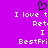 Pixelated icon with purple background, black heart symbol above text reading 'I love t Ret. I BestFri' in white block letters.