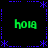 Green 'hoia' text appears in four quadrants of a black background, framed by blue dotted lines and asterisks.