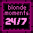 A contact sheet of seven identical animated frames showing a pixelated icon with pink text and borders on black background.