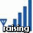 A static image with blue bar graphs, a triangular signal icon, and the text 'raising the bar' in bold white letters.