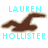 Animated sequence showing a brown seagull silhouette with text changes: 'LAUREN HOLLISTER' to 'LOVE BABEZZI', then static 'HOLLISTER'.