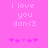 Pixelated pink background with white text reading 'i love you don<3' and five pink heart symbols below, where the hearts shift position between frames.