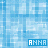 Pixelated blue background with four identical rectangular text boxes containing stylized white letters on a light blue field.