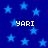 Blue background with light blue stars and white text reading YARI repeated four times.