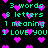 Pixelated green text on black background with scattered pink hearts, displaying '3 words 8 letters 1 meaning I LOVE YOU' repeated in multiple
