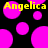 Yellow text 'Angelica' appears over pink circles on a black background with no visible motion.