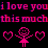 Pixelated pink text and symbols on black background with animated heart and female symbol transitions.