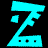 A contact sheet of three animated frames showing a stylized Z-shaped icon with color variations across cyan, blue, and purple hues on black backgrounds.