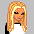 Pixel art contact sheet showing three frames of an animated character with blonde hair, white crop top, and blue jeans against a gray background.