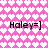 Pink background with white heart pattern and four instances of 'Haley=]' text in black pixelated font.