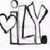 Black and white pixelated icon featuring a heart shape, stylized letter 'M', and abstract curved lines on a plain background.