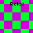 Green and purple checkered pattern with four instances of the word 'Relax' in black pixelated text.