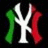 Pixelated icon with white stylized letter Y on black background, flanked by green and red vertical shapes.