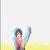 Pixelated anime-style character in pink top and brown shorts performs a jumping motion with blue trail effect against yellow ground.