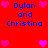 Red background with blue text 'Dylan and Christina' and pink hearts in a pattern. Animated hearts change position across frames