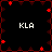 Pixelated with four quadrants of 'KLA' text surrounded by red star-like shapes on black background
