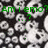 Green text overlays on a black-and-white patterned background of repeating circular shapes with dark centers.