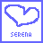 Two side-by-side pixelated heart outlines in blue on white backgrounds, with the left one having text below it.