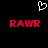 Pixelated white heart outline above two red 'RAW' text blocks on black background.