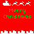 Red pixel art icon with green text "Merry Christmas" and white reindeer-sleigh silhouettes, showing animation changes in sleigh positions across frames.