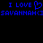 Blue pixelated text on black background reads "I LOVE" with a heart symbol, followed by "SAVANNAH<3SAVANNAH<3" in two lines.