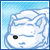Pixelated white cat-like creature with closed eyes and a small black nose, set against light blue striped background, with brown butterfly appearing on its head in sequence.
