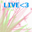 Blue text 'LIVE<3', 'LAUGH<3', and 'LOVE<3' appears over a pink and green floral background with a gray on the right