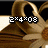 Pixelated flower icon with brown petals and golden center, displaying changing text overlays on a black background.