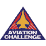 Static pixel art icon featuring a triangular logo with an aircraft silhouette and text reading "AVIATION CHALLENGE" on a gray background.