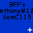 Blue background with repeated text and star-like symbols in white, showing subtle animation changes across frames.