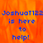 Blue pixelated text on an orange flame-like background reads 'JoshuaT122 is here to help!' with a gray rectangular area on the right side.