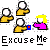 Pixel art animation of yellow-shirted figures with white heads, pink-shirted figure holding blue object, and brown-shirted figure in middle frame; text reads Excuse Me Do You Have The Time? Pepsi Spill.
