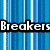 Blue striped background with pixelated text and symbols: 'Breakers' top-left, 'rox' top-right, '❤️u girs' bottom-left.