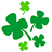 Green four-leaf clovers on white background with green text 'st.', 'patricks', and 'day' arranged around the image.