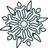 Pixelated snowflake with six symmetrical arms, light blue center, and grayish-white branching patterns on white background.