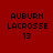 Four identical red square each display 'AUBURN LACROSSE 13' text with varying white background sections, arranged in a