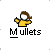 Pixelated character in yellow shirt with brown hair, multiple states showing black rectangular object above head and red splatter effects, text below reads 'Mullets' or 'Mullets Suck!!!'