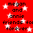 Red background with white stars and black text reading 'megan and annie friends for forever' repeated twice in a pattern