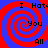 Four identical display red and blue spiral patterns with black text reading "I Hate You All" in a pixelated font