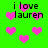 Green background with pink heart shapes and repeated text 'i love lauren' in black pixelated font.