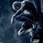 A pixelated figure in dark clothing with light-colored limbs against a dark blue background, appearing to be in motion.