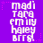 Purple background with white pixelated text reading 'madi TARA emily haley BFFS.' repeated three times in a , surrounded by pink star shapes